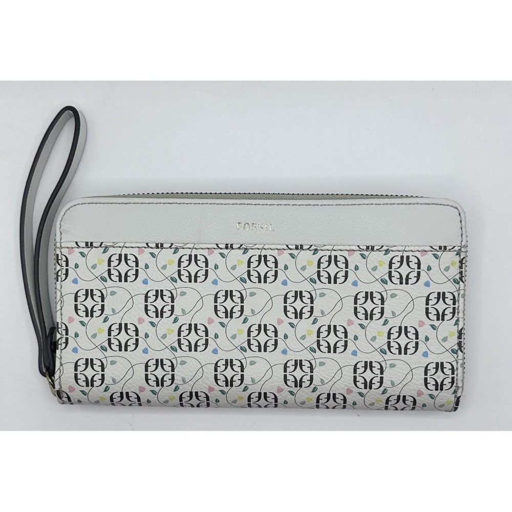 Fossil‎ Jori Zip Clutch Wristlet RFID Wallet Neutral Floral Multi Color New